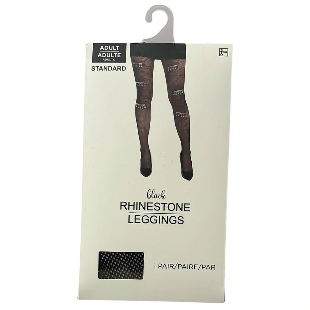 NWT Black Rhinestone Fishnet Stockings